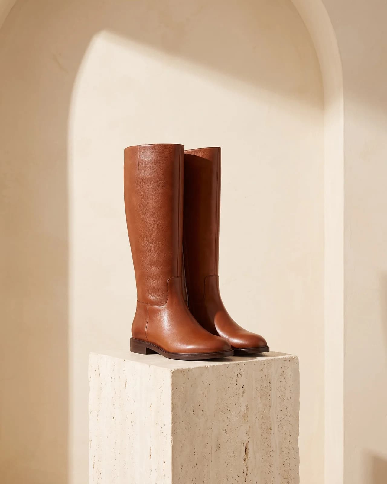 Sculptural Chelsea boot on limestone