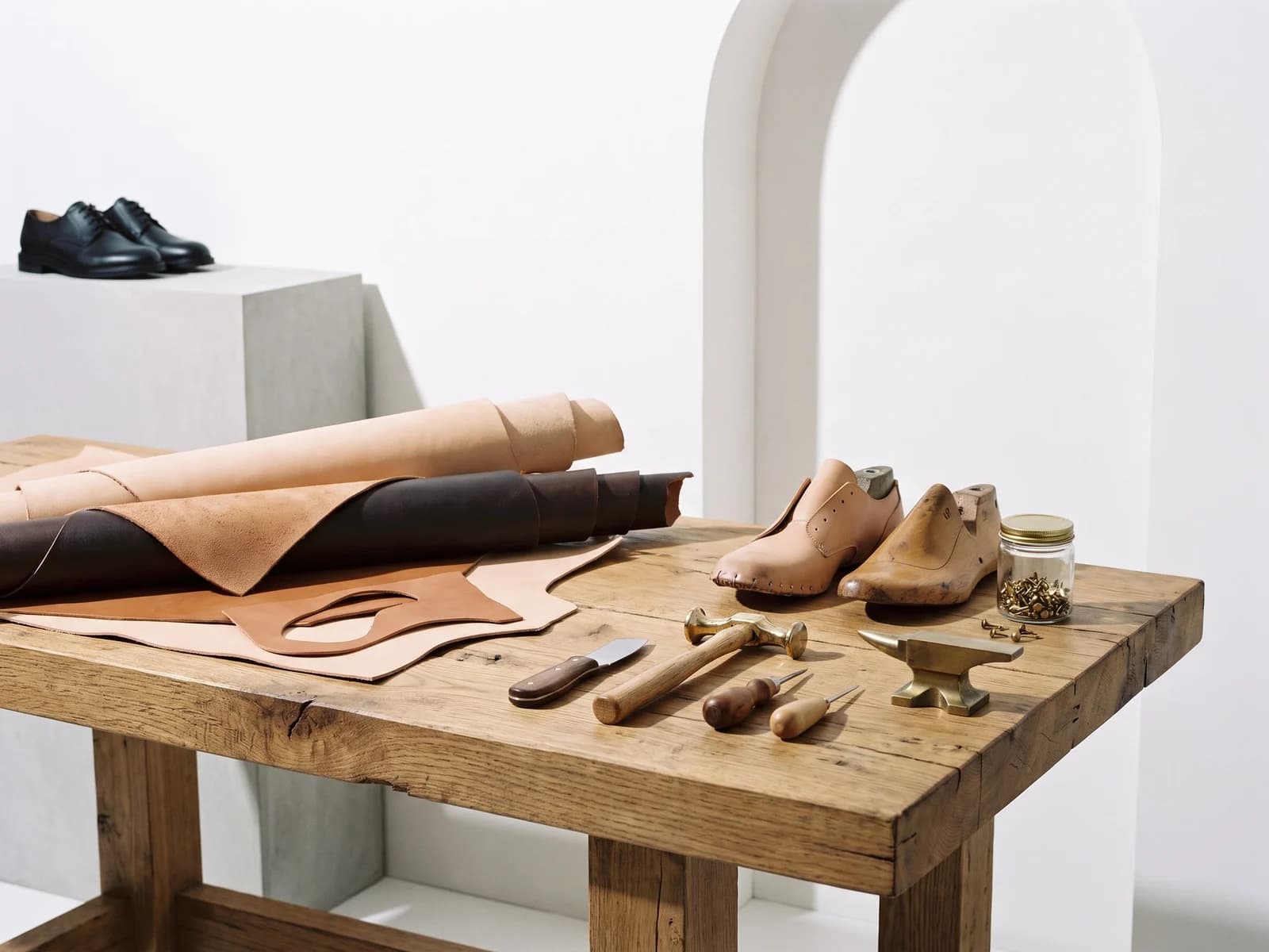 Workshop lasts and vegetable-tanned hides